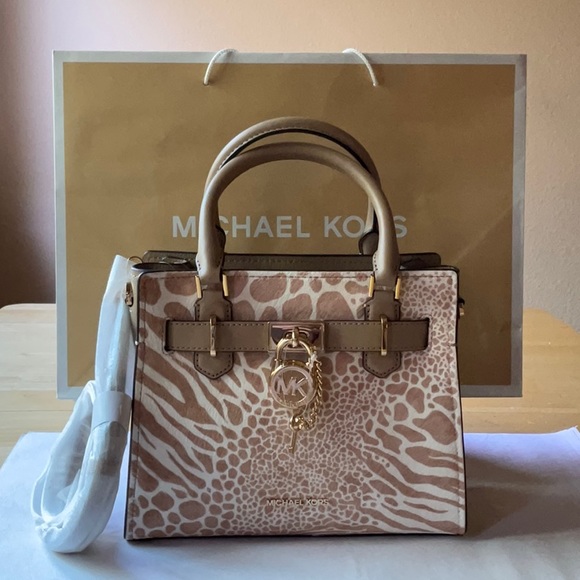 🦒 MICHAEL KORS ANIMAL PRINT  HAMILTON BAG 🦒 NWT 🦒 - Picture 1 of 16